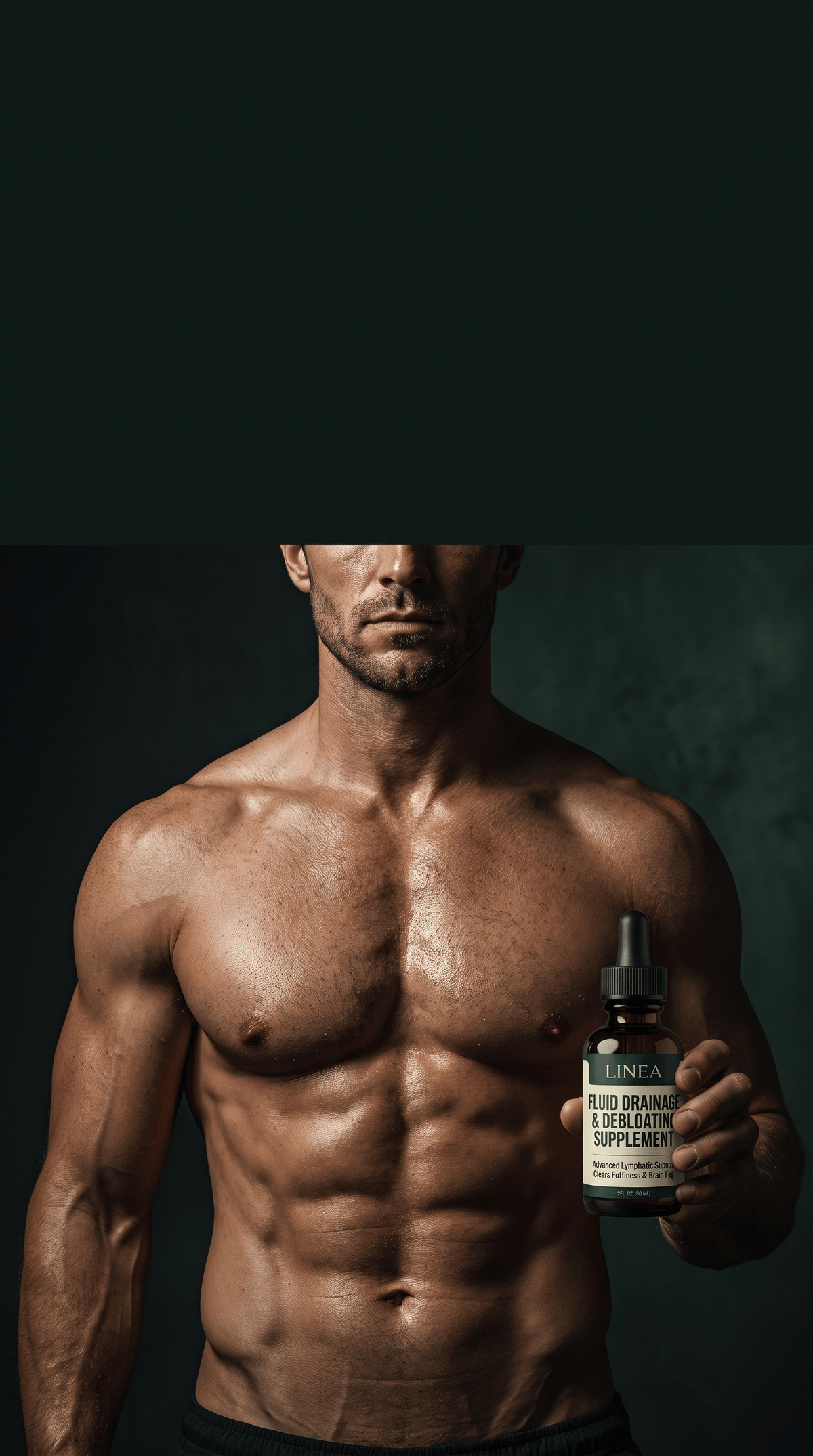 Man holding LINEA drainage drops for men